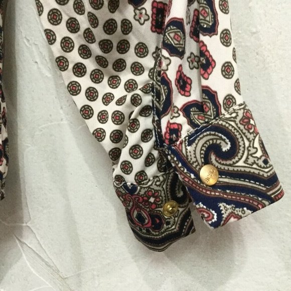 BCBGMaxAzira Womens Siz M 8 10 Tunic Top Shirt Blouse Stretch Beige Orange Brown - Picture 6 of 8